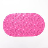 Kuber Industries Bath Mat | PVC Bathroom Mat | Shower Bath Mat | Floor Tub Mat | Bathroom Oval Mud Mat | Anti-Skid Shower Bathroom Mat | Q-02C |Pack of 2| Rose Red